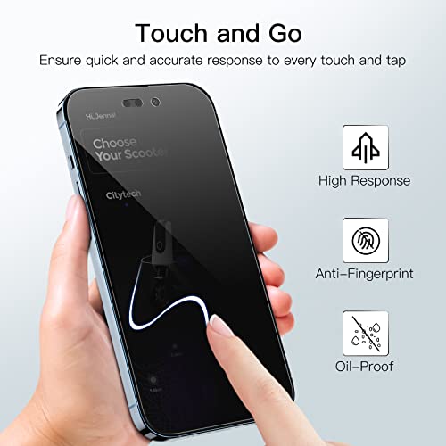 JETech Privacy Screen Protector for iPhone 14 Pro Max, 2-Pack | Full-Coverage Tempered Glass, Edge-to-Edge Protection, Anti-Spy, Case-Friendly, HD Clear - size: iPhone 14 Pro Max