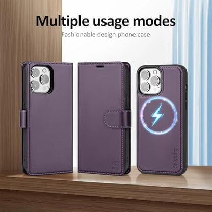 Shieldtop Compatible with MagSafe iPhone 13 Pro Wallet Case,Dark Purple - color: Dark Purple, size: iPhone 13 Pro - 6.1"