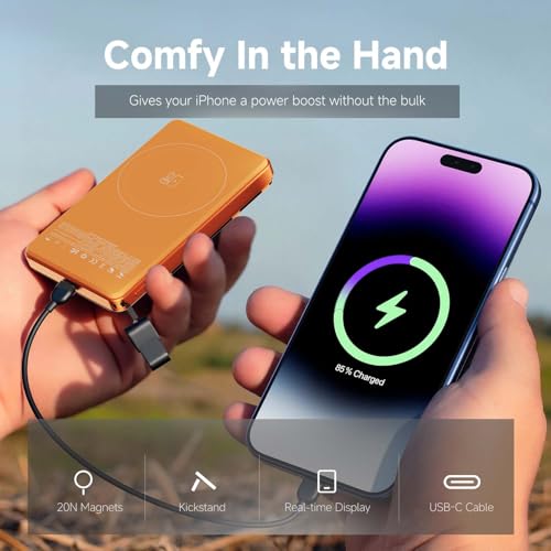 for MagSafe Power Bank 10000mAh, Fast, Magnetic Portable Charger - color: Orange