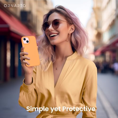 ORNARTO Compatible with iPhone 15 Case 6.1, Slim Liquid Silicone 3 Layers Full Covered Soft Gel Rubber Phone Case, Anti-Scratch Shockproof Protective Cover 6.1 Inch, Marigold - color: Marigold