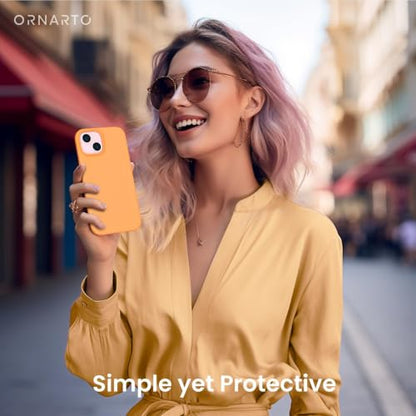 ORNARTO Compatible with iPhone 15 Case 6.1, Slim Liquid Silicone 3 Layers Full Covered Soft Gel Rubber Phone Case, Anti-Scratch Shockproof Protective Cover 6.1 Inch, Marigold - color: Marigold