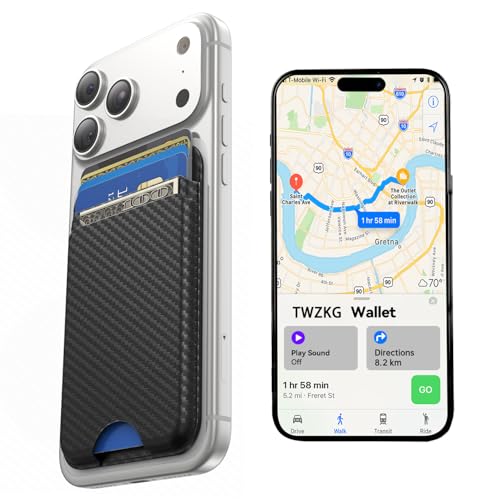 TWZKG for MagSafe Wallet, Works with Apple Find My,5 Card Holder, Slim Magnetic Phone Wallet for iPhone 17/16/15/14/13/12 Pro Max Plus Air, RFID Blocking Vegan Leather,Carbon Fiber - color: Findmy Carbon Fiber