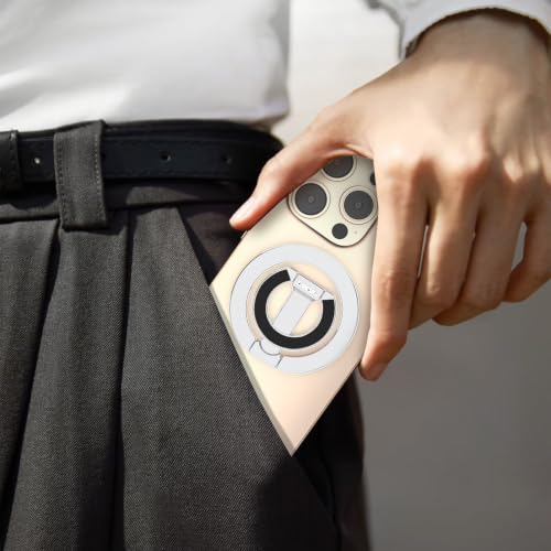 Magnetic Phone Ring Grip for MagSafe Compatible with iPhone Samsung(Silver) - color: Silver