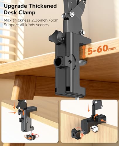 VRIG Magnetic Wireless Charger Phone Holder for Bed Desk, Flexible Articulating Table Mount, Overhead Stand Compatible with iPhone 17/16/15/14, Great for Video Recording, Zoom Meeting, Live Streaming - size: Rechargeable Model