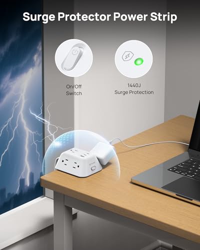 TROND Desk Clamp Power Strip, Desk Outlets with 2 USB C PD 20W Ports - color: White, size: 10FT (2C1U & PD 20W)
