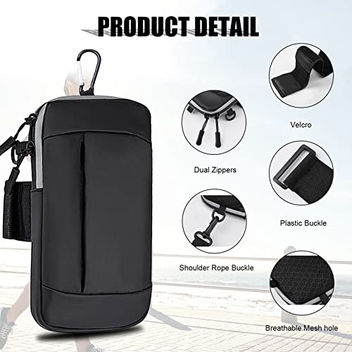 Phone Holder for Running Armband Cell Phone Purse Crossbody for Women Men Kids,iPhone 17 16 16e 15 14 13 12 11 Pro Max Xs Xr X Plus Air SE Mini Galaxy Ultra Edge S26 S25 S24 Note Bag Arm Band - color: 01-Black with Crossbody Strap&Hook