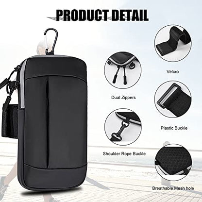 Phone Holder for Running Armband Cell Phone Purse Crossbody for Women Men Kids,iPhone 17 16 16e 15 14 13 12 11 Pro Max Xs Xr X Plus Air SE Mini Galaxy Ultra Edge S26 S25 S24 Note Bag Arm Band - color: 01-Black with Crossbody Strap&Hook