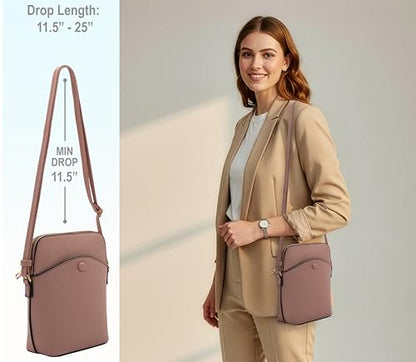 Small Crossbody Bag with Gold Hardware, Mini Shoulder Purse with Adjustable Strap - color: Blush