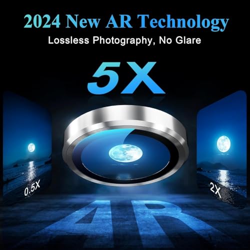 Camera Protector Metal Ring for iPhone 16 Pro/iPhone 16 Pro Max HD Tempered Glass Individual Lens Protective Cover, Silver - color: Silver