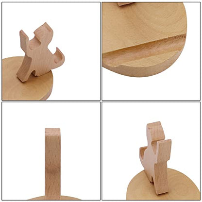 Cute Cat Cellphone Stand Holder Wooden Smartphone Desk Holder for All Mobile Phones Animal Phone Stand Desk Ornament - color: Wooden Cat