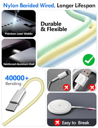 1Pack Travel Essentials for Apple Watch Charger,3-in-2 Multi Charging Cable - color: Yellow, size: 1Pack-4FT