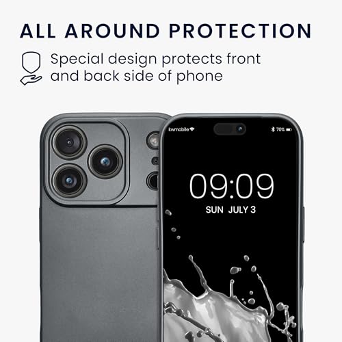 kwmobile Case Compatible with Apple iPhone 17 Pro Case -Soft TPU Back Phone Cover - with Metallic Look - Metallic Grey - color: Metallic Grey, size: iPhone 17 Pro
