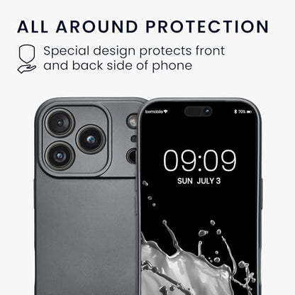 kwmobile Case Compatible with Apple iPhone 17 Pro Case -Soft TPU Back Phone Cover - with Metallic Look - Metallic Grey - color: Metallic Grey, size: iPhone 17 Pro