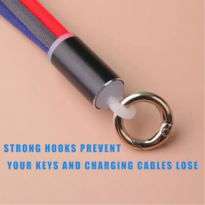 Portable Multi Charging Keychain, 3 in 1 Short Charge Cord, 0.5FT Cable for Travel Powerbank (2Pack)