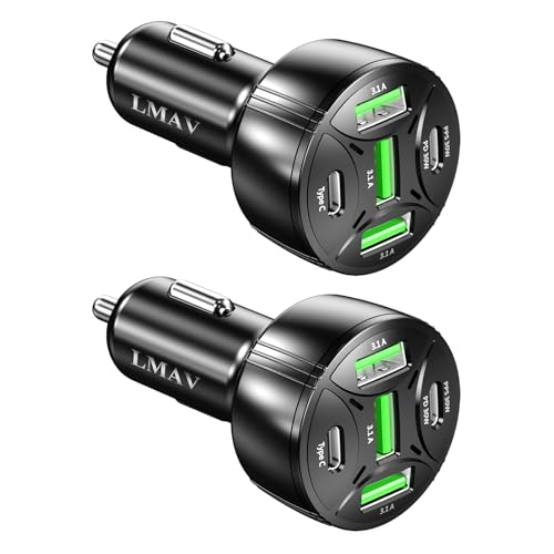 USB C Car Charger Adapter, 5 Ports 75W PD 3.0 - color: black/2pack