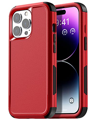 AICase for iPhone 14 Pro Max Case(6.7")Case,Heavy Duty 3-Layer Rugged Pocket-Friendly Phone Cover,Durable Military Grade Protection Shockproof/Drop Proof/Dust-Proof Protective for iPhone 14 Pro Max - color: Red