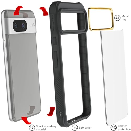 Ghostek Covert Clear Pixel 8 Case - Shockproof Silicone, Compatible with Wireless Charging, Slim Protective Phone Cover (6.2 Inch, Black) - color: Black [Limited Edition], size: Pixel 8