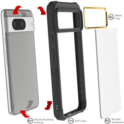 Ghostek Covert Clear Pixel 8 Case - Shockproof Silicone, Compatible with Wireless Charging, Slim Protective Phone Cover (6.2 Inch, Black) - color: Black [Limited Edition], size: Pixel 8