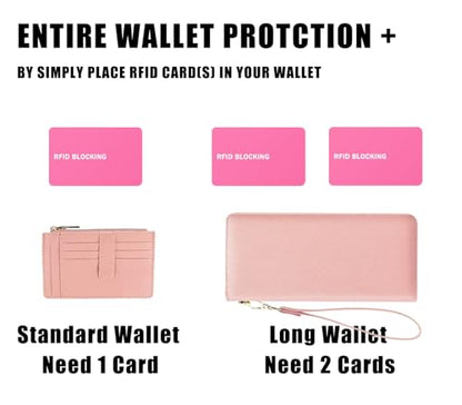 RFID Blocking Card - 5 Pack, Contactless NFC Credit Card ID Protection Safe Bank Card Passport Entire Wallet Purse Shield Protector Blocker Guard (Pack of 5, Pink) - color: Pink/5 cards