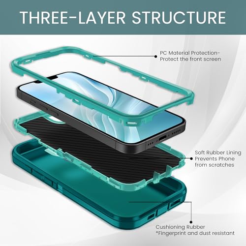 MXX Case for iPhone 16e & iPhone 17e, 3-Layer Heavy Duty Protective Cover, [Compatible with MagSafe] Shockproof Dustproof Drop Resistant Phone Case Turquoise/Teal Blue - color: Turquoise