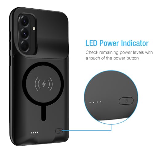 MAXBEAR Battery Case for Galaxy A57, Upgraded 12000mAh Portable Protective Wireless Charging Case Compatible with Galaxy A57 5G (6.7 inch) Rechargeable Extended Battery Pack Charger Case (Black) - size: Galaxy A57