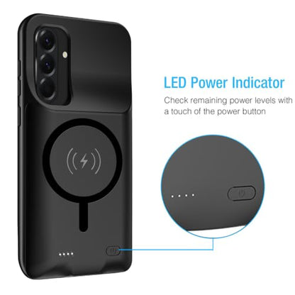 MAXBEAR Battery Case for Galaxy A57, Upgraded 12000mAh Portable Protective Wireless Charging Case Compatible with Galaxy A57 5G (6.7 inch) Rechargeable Extended Battery Pack Charger Case (Black) - size: Galaxy A57