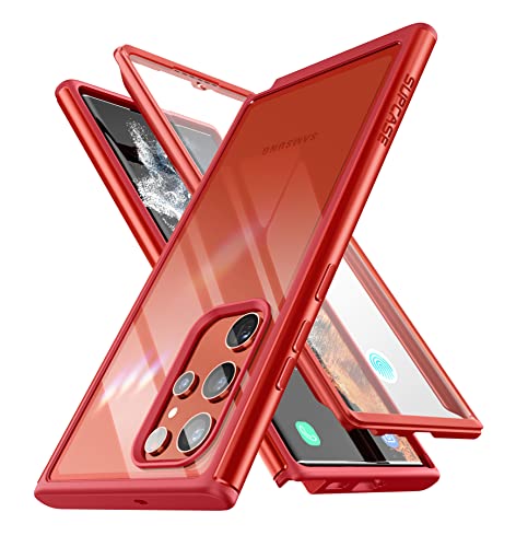 SUPCASE for Samsung Galaxy S22 Ultra Case (Unicorn Beetle Edge Pro), [Built-in Screen Protector] [Military-Grade Protection] Slim Frame Clear Protective Phone Case for S22 Ultra 5G 2022, Ruddy - color: Red