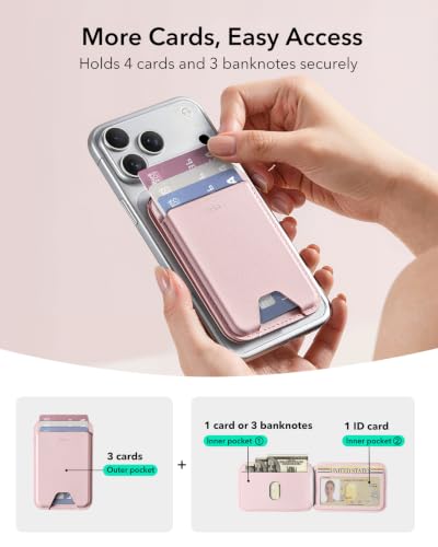 ESR Aura for MagSafe Wallet with Adjustable Stand, 5 Card Holder | RFID Blocking, Strong Magnetic Wallet for iPhone 17 Pro Max 17e 16 15 14 13 12 Series, Bubblegum Pink - color: Bubblegum Pink