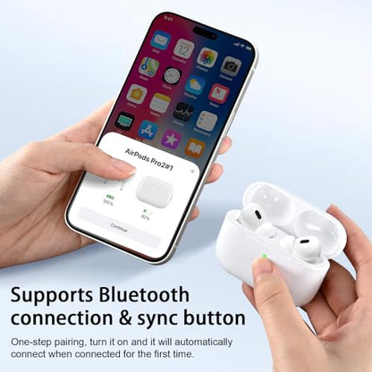 Wireless Charging Case Replacement Compatible with AirPod Pro 1st & 2nd Generation, Air Pod Pro 1 2 Charger Case with Bluetooth Pairing Sync Button,with USB-C Charging