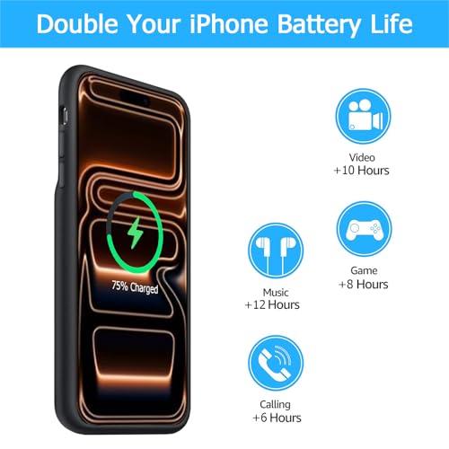 Battery Case for iPhone 17 Pro Max, [12000mAh] Slim Rechargeable Smart Extended Charging Case Compatible with iPhone 17 Pro Max (6.9 inch) Backup Power Battery Pack Charger Cover-Black - size: iPhone 17 Pro Max