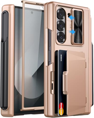 for Samsung Galaxy Z Fold 6 Case with S Pen Holder, Rose Gold - color: Rose Gold-P
