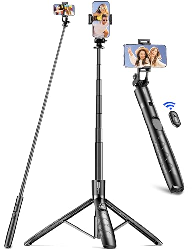Aluminum 71" Phone Tripod, Travel Tripods for iPhone with Remote, Extendable Cell Phone Selfie Stick Tripod Stand Compatible with iPhone 17/16/15/14/13/Android/Camera - color: Black, size: 70.47 Inches - Upgraded Aluminum Pole
