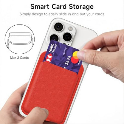 oakxco Phone Wallet Stick On, Slim Thin Adhesive ID Credit Card Holder Wallet Pocket Back of Phone Case, Hard Shell Plastic Sleeve Sticky Card Wallets Pouch for iPhone Samsung Pixel, Red - color: Red