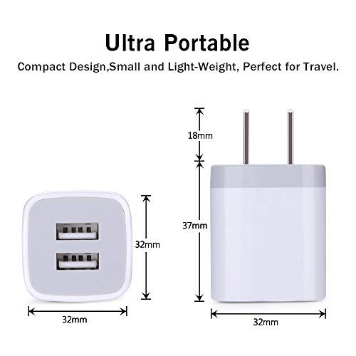 Fast Charging Block,GiGreen 5Pack Dual Port USB Outlet Plug Wall Charger - color: white