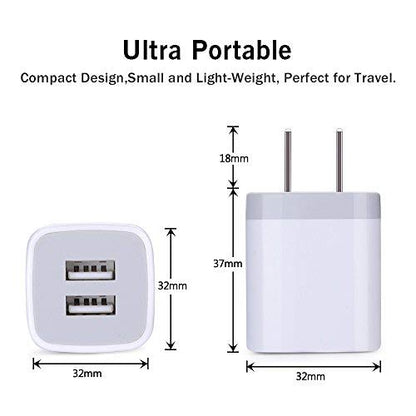Fast Charging Block,GiGreen 5Pack Dual Port USB Outlet Plug Wall Charger - color: white
