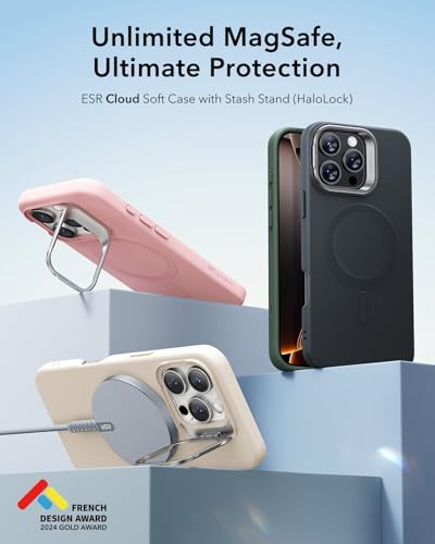 ESR for iPhone 16 Pro Case with Stand for MagSafe, Silicone, Pink | Silicone Phone Case, Compatible with MagSafe, Military-Grade Drop Protection, Slim - color: Pink