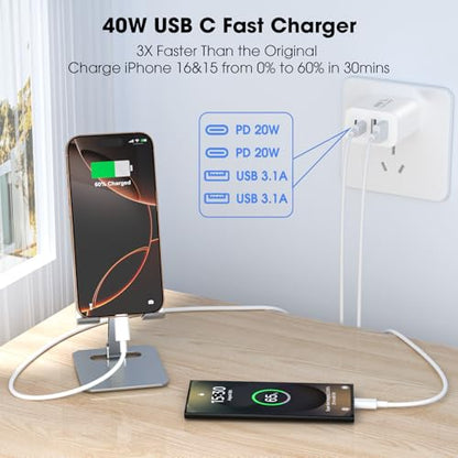 USB C Charger Block 2 Pack, 40W Fast Charging Block - color: Brightening