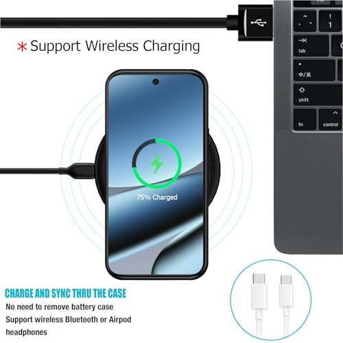 Battery Case for Pixel 9/10 Pro XL,Full Encircle 10000mAh High Capacity Rechargeable Portable Charger Case Extended Battery Pack with Pixel 9/10 Pro XL(6.8inch) Wireless Cover with Carplay-Black