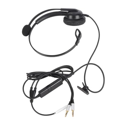 SUNGOOYUE Single Ear Headset, Comfortable Lightweight Noise Canceling Wired Headset with Mic for Call Center (Dual 3.5mm Interface) - size: Dual 3.5mm Interface
