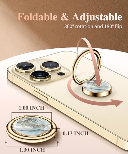GVIEWIN Marble Cell Phone Ring Holder, Metal Kickstand Grip 360° Rotation - color: Ocean Tide/Green
