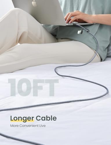 AINOPE 60W 10FT USB C Cable Fast Charging with USB Adapter - color: Grey, size: 10FT