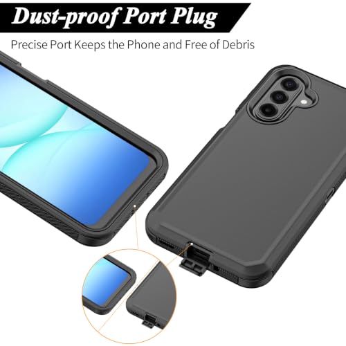 Rugged Phone Case for Samsung Galaxy A18/A17 Black | Belt Clip Holster & Kickstand Heavy Duty Shockproof Protective Full Body Case (Black) - color: Black