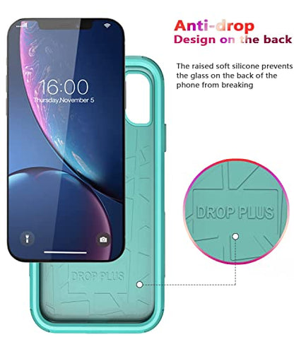 Diverbox for iPhone Xr Case [Shockproof] [Dropproof] [Dust-Proof],Heavy Duty Protection Phone Case Cover for Apple iPhone XR - color: Teal-3in1