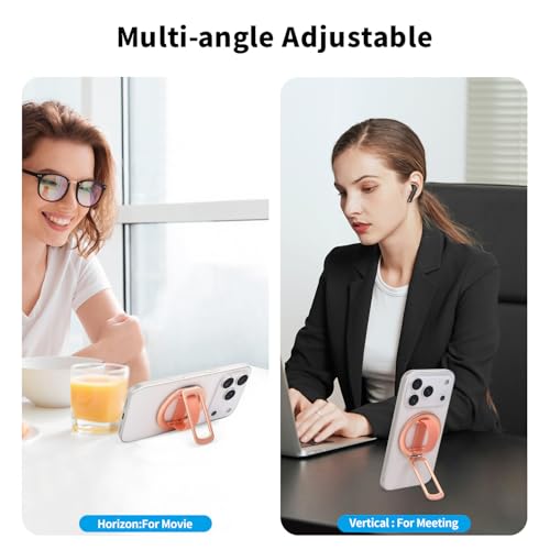 2-in-1 Magnetic Phone Grip & Stand for iPhone 15/16/17 Pro Max,Samsung Galaxy S26 Ultra, Pixel 10 – Hands-Free Holder for TikTok, Netflix, Video Calls, MagSafe Compatible (Pink) - color: Pink