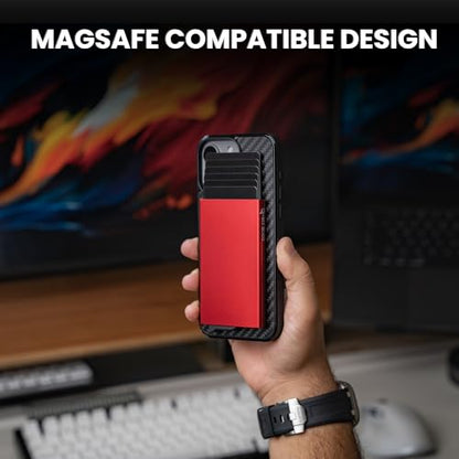 CODE 118 Wallet for Men - Slim Minimalist Aluminum Magnetic Card Holder - RFID Blocking Front Pocket Mag Safe Wallet with Strong Magnet Attachment (Thermal Red) - color: Thermal Red