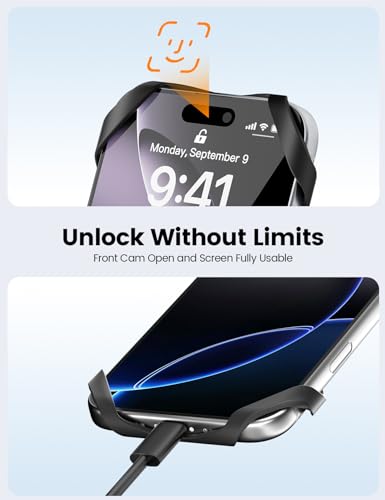 Pnitri 2026 New Upgraded Bike Phone Holder Handlebar - 1S Quick Install, Motorcycle Phone Mount, Bicycle Phone Holder fit Large Phone Case for iPhone Samsung (Black Grey Silicone 2-Pack) - color: Black Grey Silicone 2-Pack