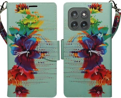 Zase for Motorola Moto G 5G (2025/2026) & Moto G Play (2026) Wallet Phone Case Protective Cover [RFID Blocking] PU Leather Purse Magnetic Closure w/Kickstand Card Slot Wrist Strap (Tropical Flowers) - color: Tropical Flowers