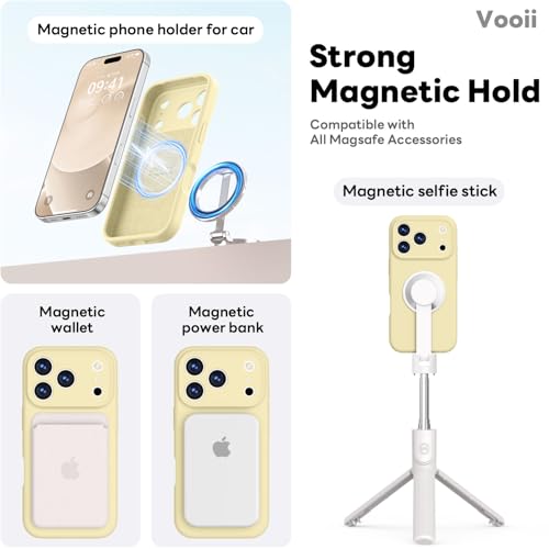 Vooii Magnetic for iPhone 17 Pro Max Case, Compatible with Magsafe (Premium Liquid Silicone) (Integrated Camera Control Button) Full Body Protective Anti-Scratch Microfiber Lining, Creamy Yellow - color: Creamy Yellow, size: iPhone 17 Pro Max