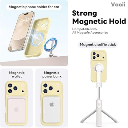 Vooii Magnetic for iPhone 17 Pro Max Case, Compatible with Magsafe (Premium Liquid Silicone) (Integrated Camera Control Button) Full Body Protective Anti-Scratch Microfiber Lining, Creamy Yellow - color: Creamy Yellow, size: iPhone 17 Pro Max