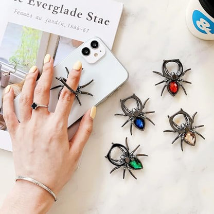 Spider Shape Mobile Ring Holder Stand, 360 Degree Rotation Universal Spider Finger Kickstand with Polished Metal Phone Grip for Cell Phone (Pink) - color: Pink